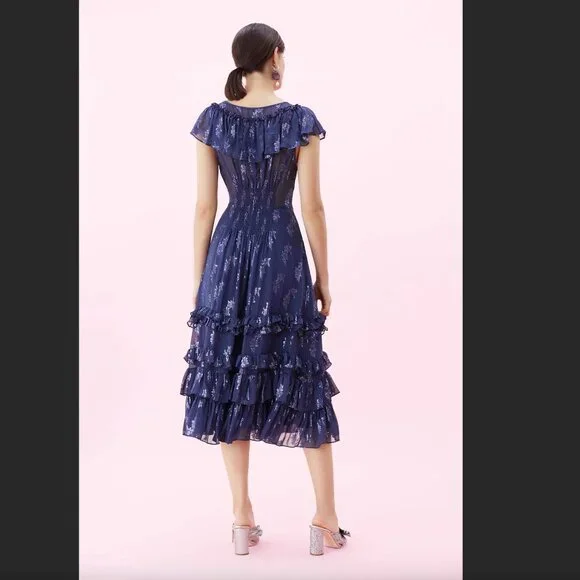 Rebecca Taylor Metallic Star Clip Dress - Picture 3 of 14